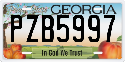 GA license plate PZB5997