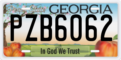 GA license plate PZB6062