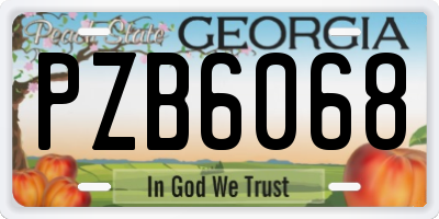 GA license plate PZB6068