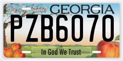 GA license plate PZB6070
