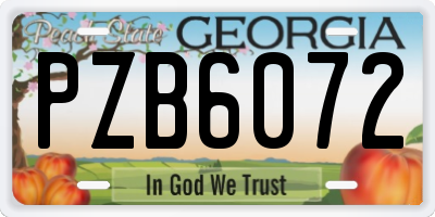 GA license plate PZB6072