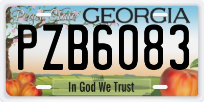 GA license plate PZB6083