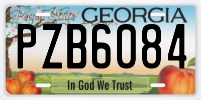 GA license plate PZB6084