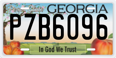 GA license plate PZB6096