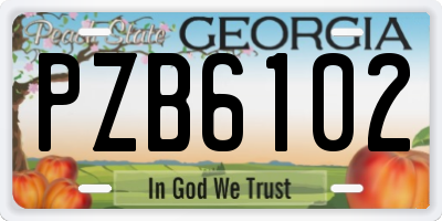 GA license plate PZB6102