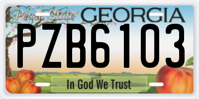 GA license plate PZB6103