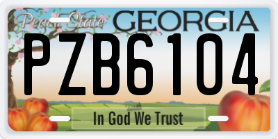 GA license plate PZB6104