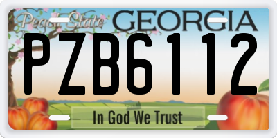 GA license plate PZB6112