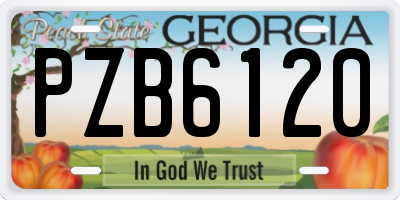 GA license plate PZB6120