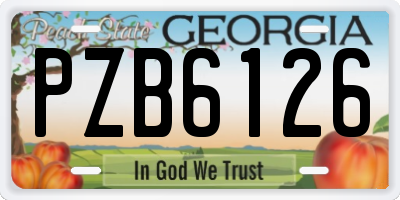 GA license plate PZB6126