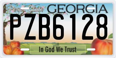 GA license plate PZB6128