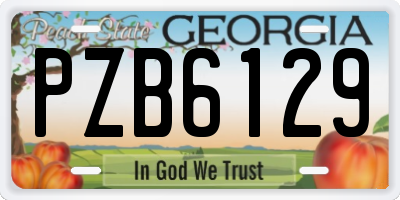 GA license plate PZB6129