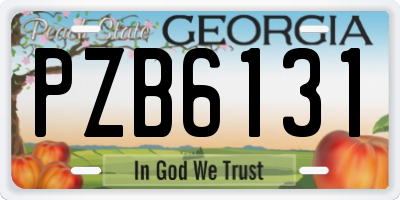 GA license plate PZB6131