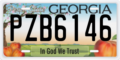 GA license plate PZB6146