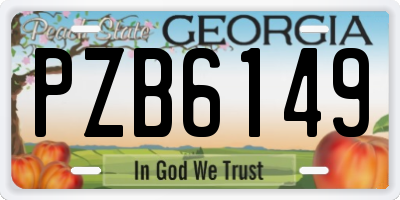GA license plate PZB6149