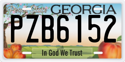 GA license plate PZB6152