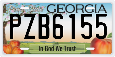 GA license plate PZB6155