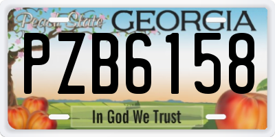 GA license plate PZB6158