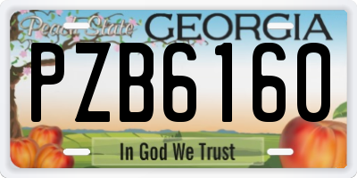 GA license plate PZB6160
