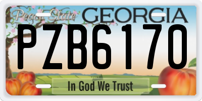 GA license plate PZB6170