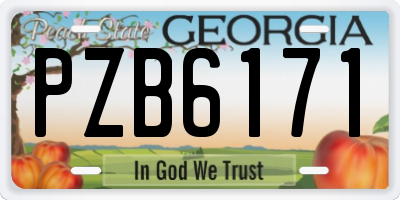 GA license plate PZB6171