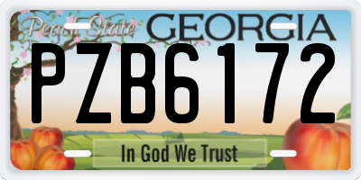 GA license plate PZB6172
