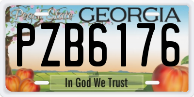 GA license plate PZB6176