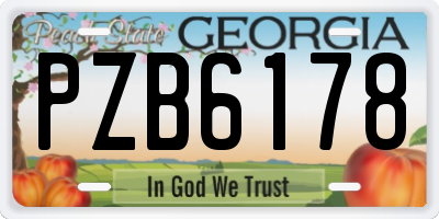 GA license plate PZB6178