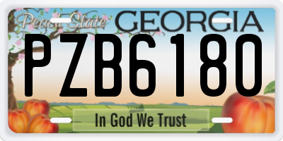 GA license plate PZB6180