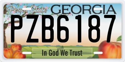 GA license plate PZB6187