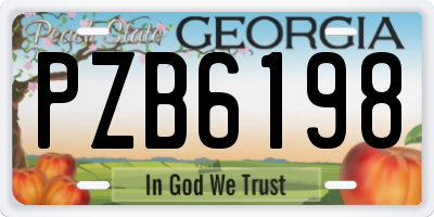 GA license plate PZB6198