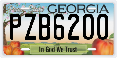 GA license plate PZB6200