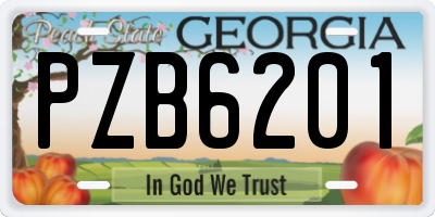 GA license plate PZB6201