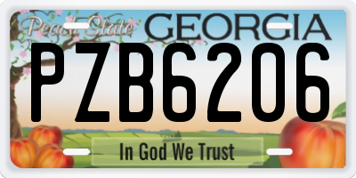 GA license plate PZB6206