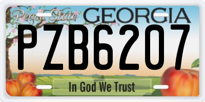 GA license plate PZB6207