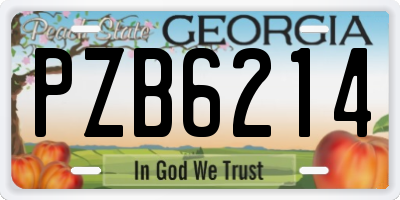GA license plate PZB6214