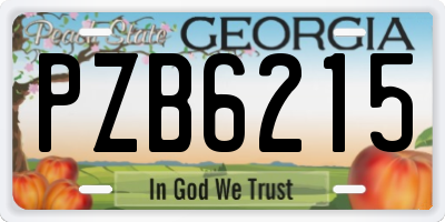 GA license plate PZB6215
