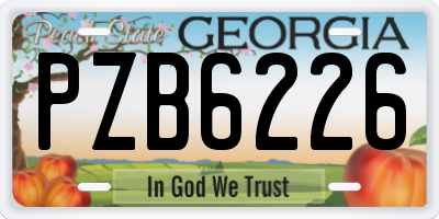 GA license plate PZB6226