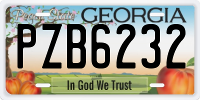 GA license plate PZB6232