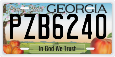 GA license plate PZB6240