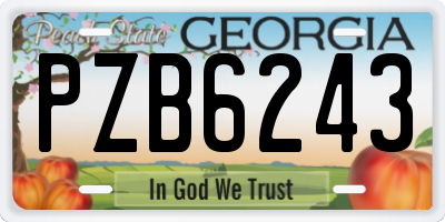GA license plate PZB6243