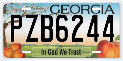 GA license plate PZB6244