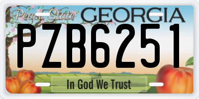 GA license plate PZB6251