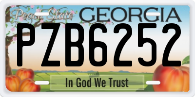 GA license plate PZB6252
