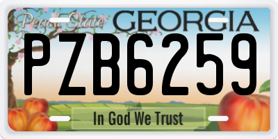 GA license plate PZB6259