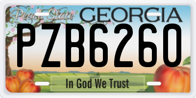 GA license plate PZB6260
