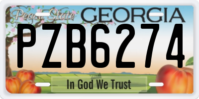 GA license plate PZB6274
