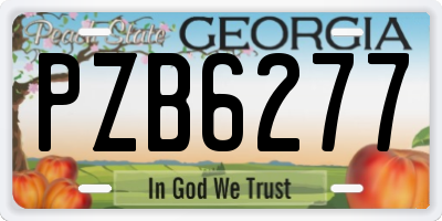 GA license plate PZB6277