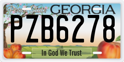 GA license plate PZB6278