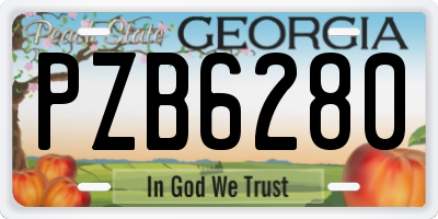 GA license plate PZB6280